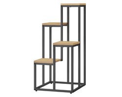 Bloempotplank met 4 planken - Eiken / Zwarte poten