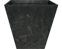Bloempot/plantenpot gerecycled kunststof/steenpoeder zwart dia 30 cm en hoogte 30 cm - Binnen en buiten gebruik