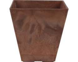 Bloempot/plantenpot - vierkant - gerecycled kunststof - terra bruin - D30 en H30 cm