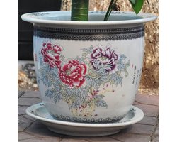Bloempotten Buiten - Plantenbakken Chic - Planten Verfraaien - Extra Groot Formaat - 39 x 32 x 32CM - Pastel Porselein