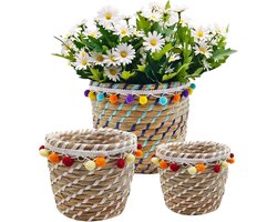 Bloempotten Rieten Planten - Bohemien Kamerplantenmanden - 3 Stuks - Seagrass