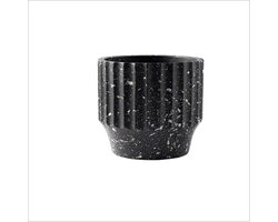Bloempotten Set - Plantenbakken Binnen - Planten Verpotten - Marmer Look - Met Drainage Gat - Zwart