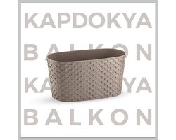 Bloempotten - Set van 2 - ovaal - taupe - sierpot met wateropvang - 30cm - bloembak