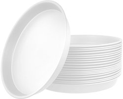 Bloempotten set van 20 stuks met ronde plantenpotten en schoteltjes - 30 cm - wit - kunststof bloemenonderzetters voor binnen en buiten - tuinaccessoires