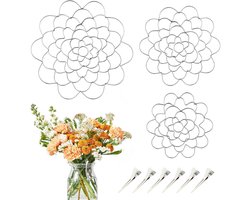 Bloemschikker - 3 stuks - met 6 clips - 4/5/6 inch - Bloemschikken benodigdheden - Bloemstuk basis - Bloemkikker - DIY bloemstukstandaard - Bloemenhouder - Stengelhouder - bloemenkikker - Bloemenstandaard - Bloemstukhouder - bloemverdeler - Zilver