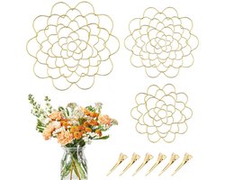 Bloemschikker - 3 stuks - met 6 clips - 4/5/6 inch - Bloemschikken benodigdheden - Bloemstuk basis - Bloemkikker - DIY bloemstukstandaard - Bloemenhouder - Stengelhouder - bloemenkikker - Bloemenstandaard - Bloemstukhouder - bloemverdeler - Goud