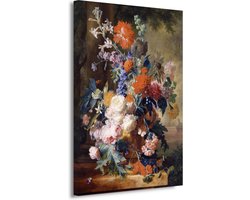 Bloemstilleven - Jan van Huysum schilderij - Oude meesters schilderijen - Canvas schilderij Natuur - Schilderijen op canvas industrieel - Schilderijen canvas - Muurdecoratie 100x150 cm