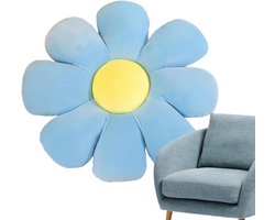 Bloemvormig Sierkussen - Vloerkussen Pluche - Zitcomfort Creëren - Zacht Pluche Materiaal - 38 cm Diameter - Blauw