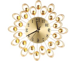 Bloemvormige IJzeren Wandklok - Europese Stijl - Batterijgevoede & Mute - Metalen Klok Voor Thuiskantoor Slaapkamer - Goud