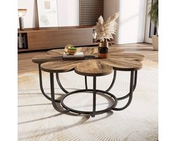 Bloemvormige Salontafel – Modern Coffee Table – Sofa Tafel – Woonkamer Tafel – Bloem Salontafel – 100 cm Diameter – Marmerlook Tafelblad met Metalen Frame