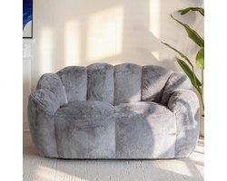 Bloemvormige Zitzak 2-zitsbank - Zachte Imitatiebont Loveseat voor Woonkamer en Slaapkamer
