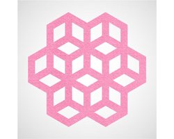 Blokjes vilt onderzetter - Roze - 6 stuks - ø 95 mm - Glas onderzetter - Cadeau - Woondecoratie - Woonkamer - Tafelbescherming - Onderzetters Voor Glazen - Keukenbenodigdheden - Woonaccessoires - Tafelaccessoires