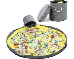 Blokken opbergzak - Geschikt voor Lego opbergen - Opbergbox - Geel/grijs