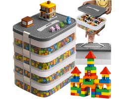 Blokkenbox Organizer – 3 Lagen opbergboxen met deksel – Transparant – opbergdoos – opbergkasten - 56223