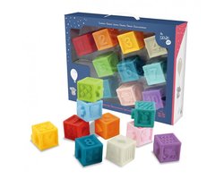 Blokkenset voor Baby - 10 Stuks - Tachan - Rubber Blokken met Textuur - Duurzaam en Veilig - Zacht - Multicolor