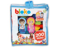 Bloko - Opbergtas met ritssluiting met 200 bouwstukken - Bouwset - Nopper