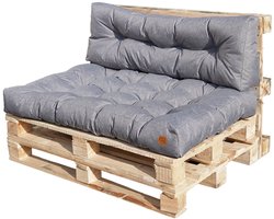Blomster – Palletkussens set van 2 – Tuinkussens voor palletbank – Zitkussen 120x80x14 cm en Rugkussen 120x40x14 cm – Lichtgrijs