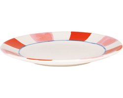 Blond Amsterdam, Even Bijkletsen Everyday Stripes: bord 22 cm roze/rood
