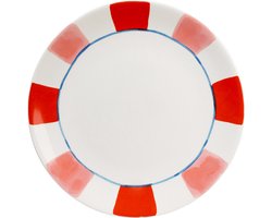 Blond Amsterdam, Even Bijkletsen Everyday Stripes: bord 26 cm roze/rood
