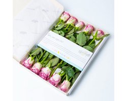 BloomGift | Brievenbus bloemen | Paarse Rozen | 10 stelen | 100% Vers | Origineel cadeau per Post