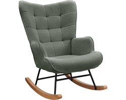 Bloominggoods® Schommelstoel - Stoel - Meubels - Fauteuil - Donkergrijs - Teddystof - Woonkamer - Babykamer - Kinderkamer - Slaapkamer - 68x92cm