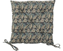Bloomingville Abiha zitkussen - blauwe print - 45cm