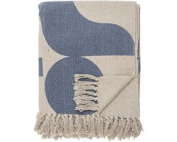 Bloomingville Agno Plaid - Blauw - Gerecycled Katoen