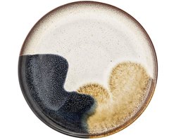Bloomingville bord Jules, natuurlijk geel bruin blauw, keramiek, 28 cm