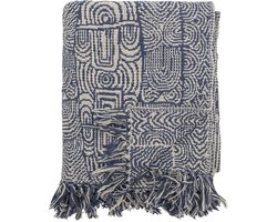 Bloomingville Bresso plaid, blauw, gerecycled katoen