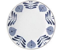 Bloomingville Diep bord porselein blauw Camellia 21cm