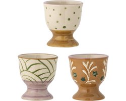 Bloomingville – Eierdop aardewerk bruin Vincent - set van 3 – 4.5 x 5.0 x 4.5 cm
