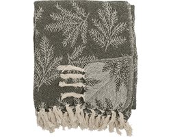 Bloomingville Gabriela plaid met franjes / floches - 160 x 130 cm - recycled katoen