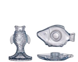 Bloomingville Kandelaar glas blauw Linley set van 2