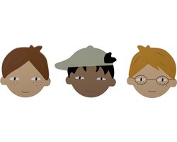Bloomingville kinderkapstok set van 3 - kinderhoofdjes