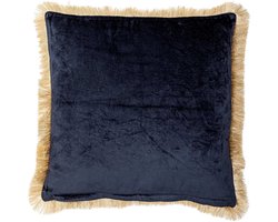 Bloomingville Kussen viscose blauw Eydis 45x45cm