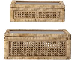 Bloomingville - Lally Box met deksel - Nature - Rotan - Set van 2