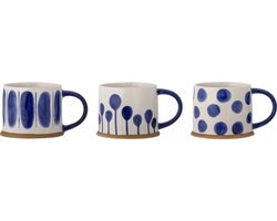Bloomingville - Linora mok - blauw - Aardewerk - Set van 3