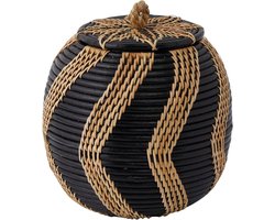 Bloomingville Mand - Opbergmand Rotan - Wonen Opbergen - Handgemaakt Rotan - 21 x 23 cm - Zwart Natuurlijk