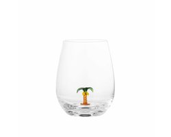 Bloomingville Misa Drinkglas met Palmboom – mondgeblazen glas – 560 ml