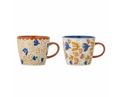 Bloomingville – Mok aardewerk bruin Anniversary - 9,5 x 8 x 9,5 cm - set van 2