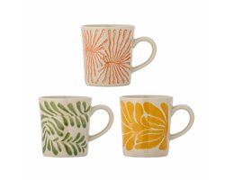 Bloomingville Mok aardewerk geel Fauni - set van 3