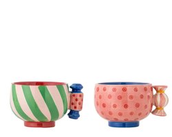 Bloomingville – Mok aardewerk rose Caramella - set van 2 – 9,5 x 7,0 x 9,5 cm