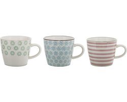 Bloomingville Patrizia - Beker - Stoneware - Nude/Licht Blauw/Licht Groen - 3 Assortie