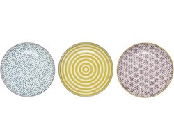 Bloomingville Patrizia borden - set van 3 - D 16 cm - Stoneware - Multi color