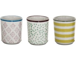 Bloomingville Patrizia - Eierdop - Stoneware - Licht Groen/Citroen Geel/ Nude - 3 Assortie