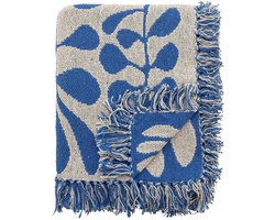 Bloomingville - Plaid Nevine blauw 160x130cm - gerecycled katoen