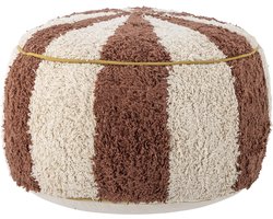 Bloomingville Poef Charoline katoen roestbruin/ gebroken wit Ø44cm