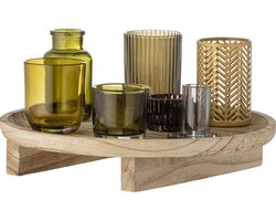 Bloomingville - Sanga Dienblad met votief - Beige - Glas - Set van 8