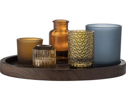 Bloomingville - Sanga Dienblad met votief - Bruin - Glas - Set van 6