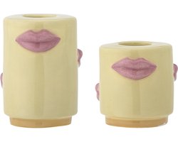Bloomingville – Sassy kandelaars geel - 2 stuks – 5 x 7 x 5 cm